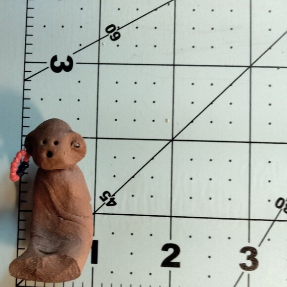 Handmade Clay Figure Beaded Earring Primitive Folk Art Unique Crafting - Picture 7 of 7